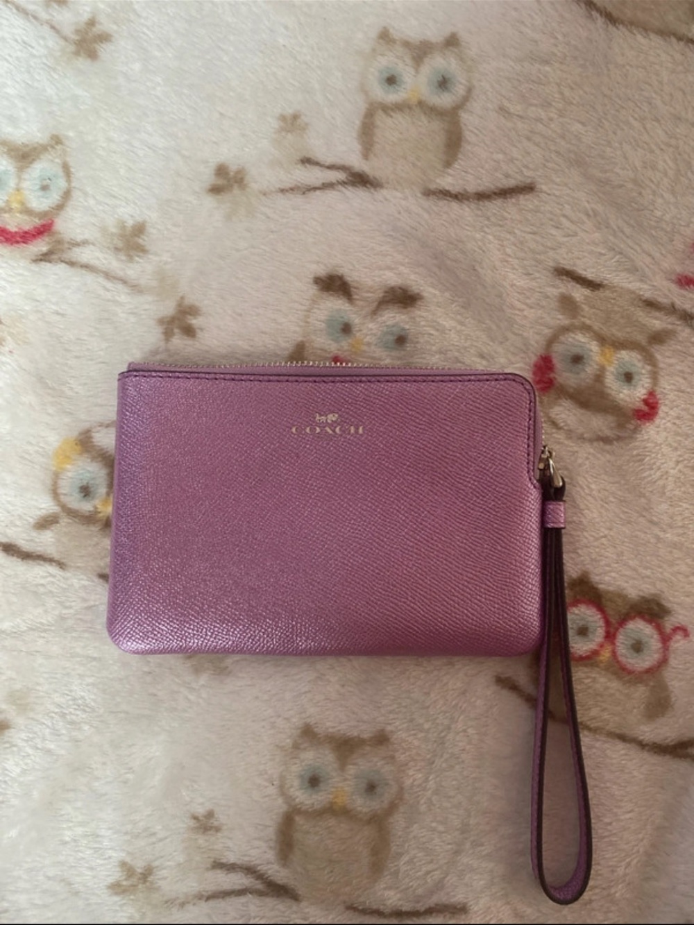 Coach Purple Metallic Leather Wristlet